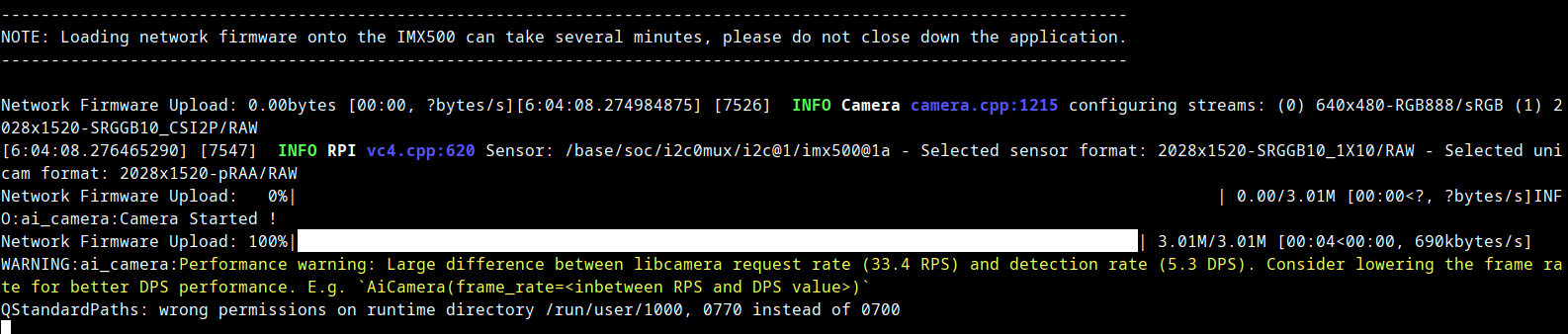 running custom model for the first time, but it shows a warning
