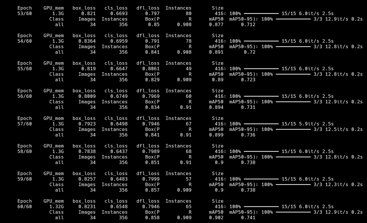last 7 epochs, 53-60 screenshot