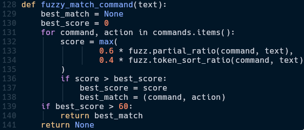 fuzzy matching code snippet