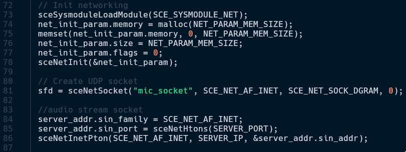 Code for the network stack