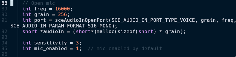 Mic init code