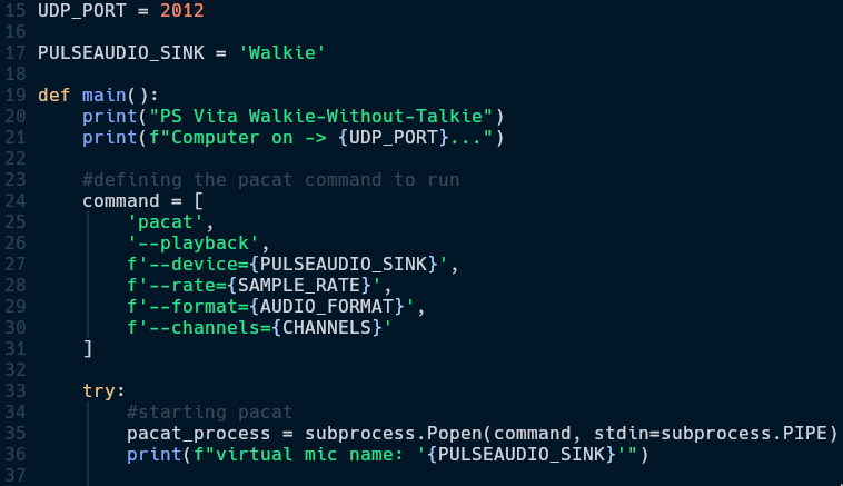 pacat code to create an audio sink