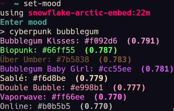 example of colors generated for: cyberpunk bubblegum