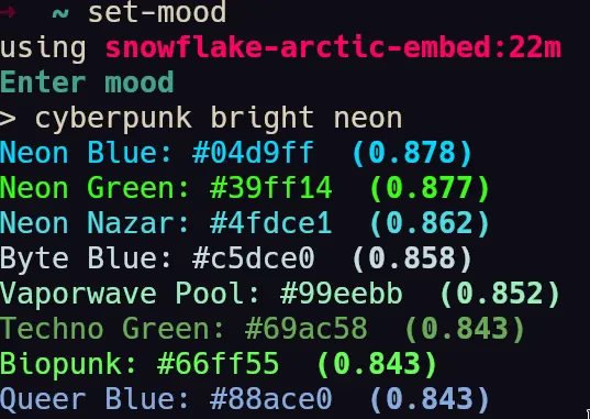 example of colors generated for: cyberpunk bright neon
